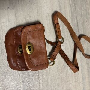 Fossil Tan Leather Crossbody Bag